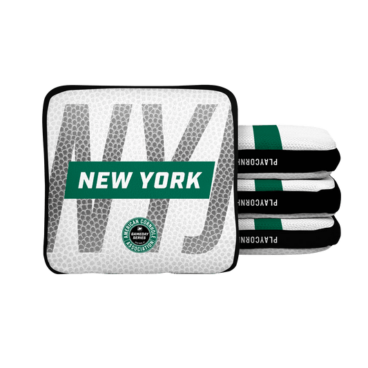 New York NYJ Football Gameday Stripes Synergy Edge Cornhole Bags - White