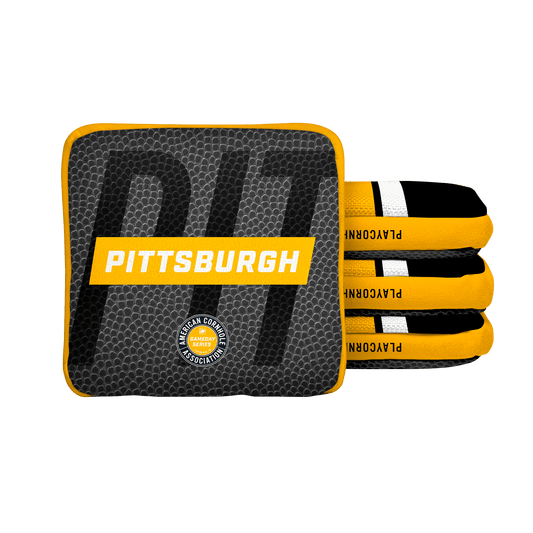 Pittsburgh Football Gameday Stripes Synergy Edge Cornhole Bags - Black