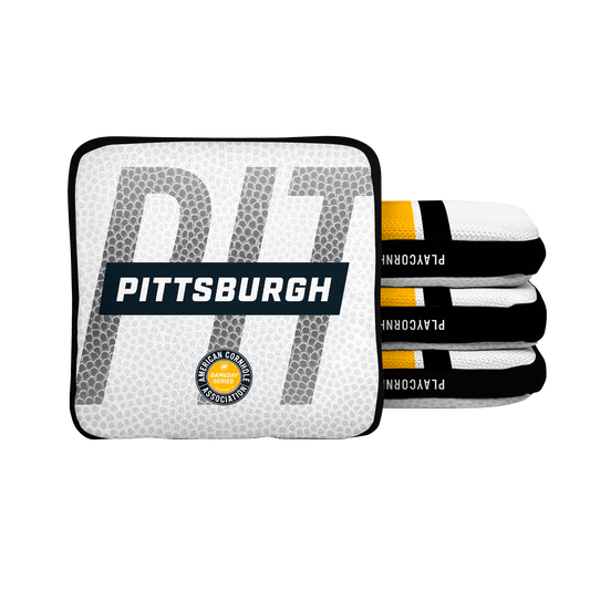 Pittsburgh Football Gameday Stripes Synergy Edge Cornhole Bags - White
