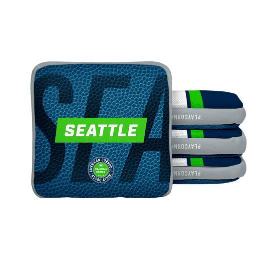 Seattle Football Gameday Stripes Synergy Edge Cornhole Bags - Navy