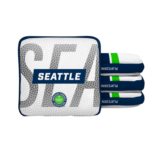Seattle Football Gameday Stripes Synergy Edge Cornhole Bags - White