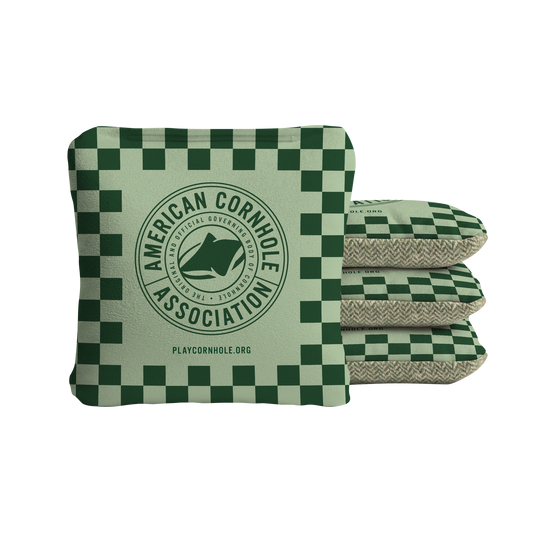 Checkered ACA Badge Synergy Soft Cornhole Bags - Green