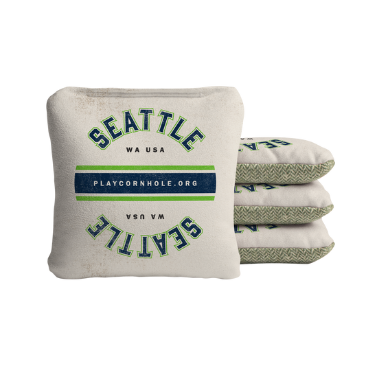 Seattle Football Gameday Vintage Synergy Soft Cornhole Bags - Cream