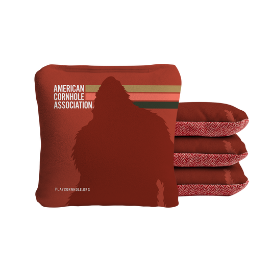Retro Sasquatch Stripes Synergy Soft Cornhole Bags - Red