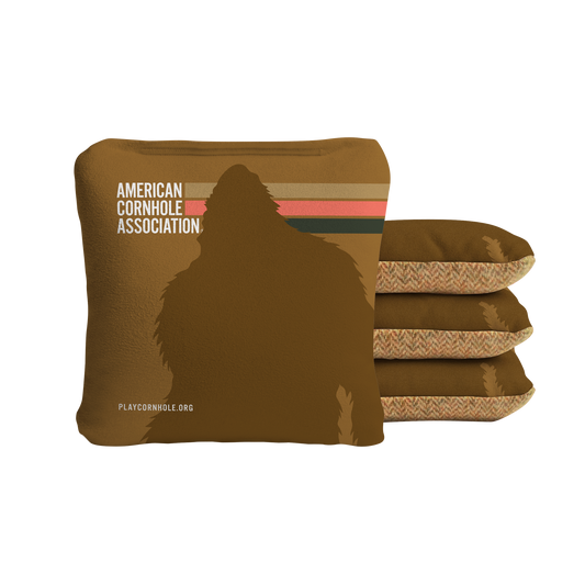 Retro Sasquatch Stripes Synergy Soft Cornhole Bags - Yellow