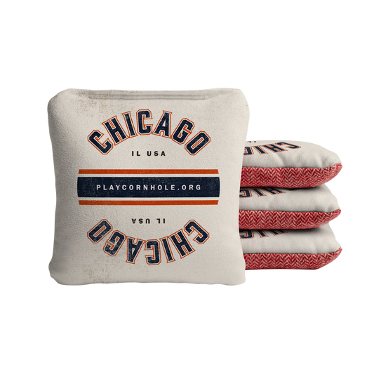 Chicago Football Gameday Vintage Synergy Soft Cornhole Bags - Cream