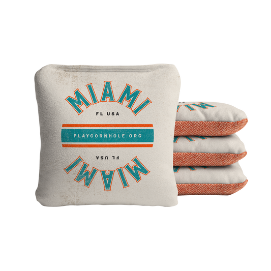 Miami Football Gameday Vintage Synergy Soft Cornhole Bags - Cream