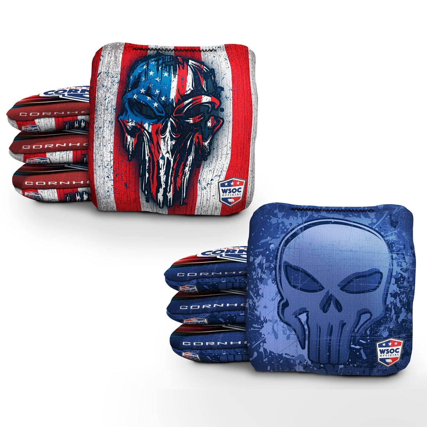 American Mixed Skulls Blue Pro Cornhole Bags
