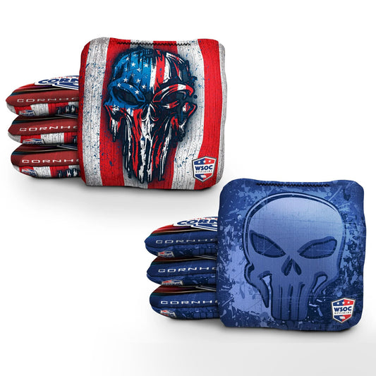 American Mixed Skulls Blue Pro Cornhole Bags

