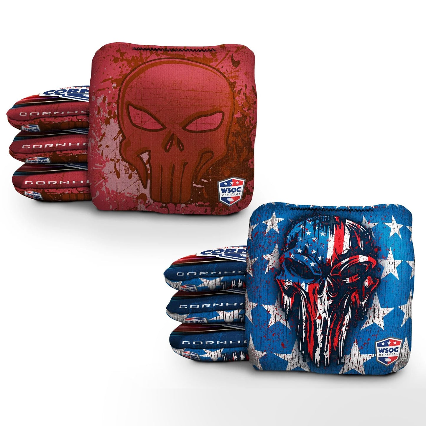 American Mixed Skulls Red Pro Cornhole Bags
