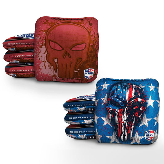 American Mixed Skulls Red Pro Cornhole Bags
