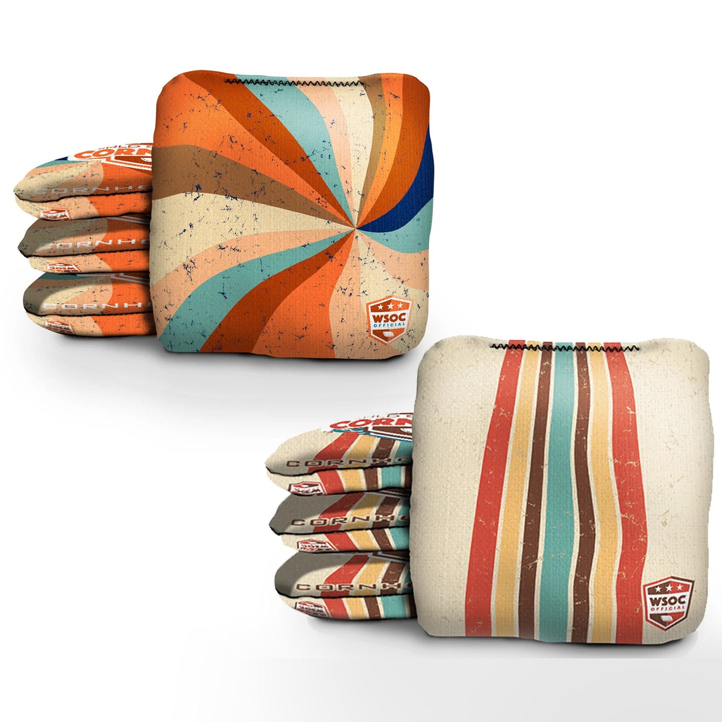 Retro Colors Orange Pro Cornhole Bags
