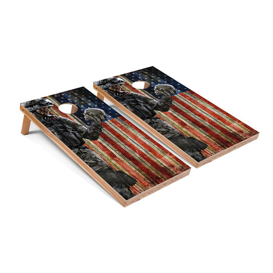 Soldier Holding Skull Cornhole Board Set