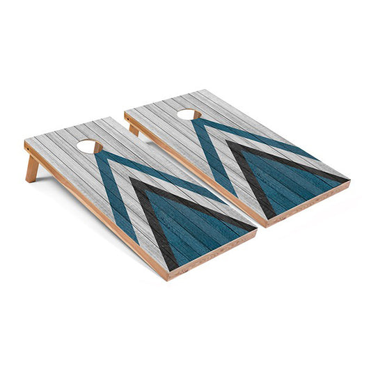 Blue Chevron Cornhole Board Set