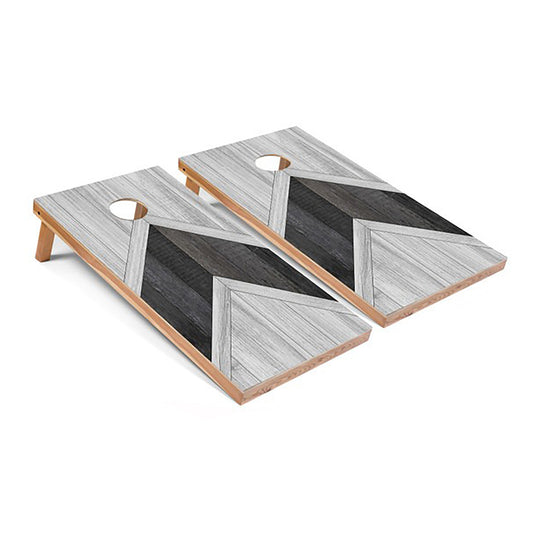 Black and Grey Chevron Cornhole Board Set