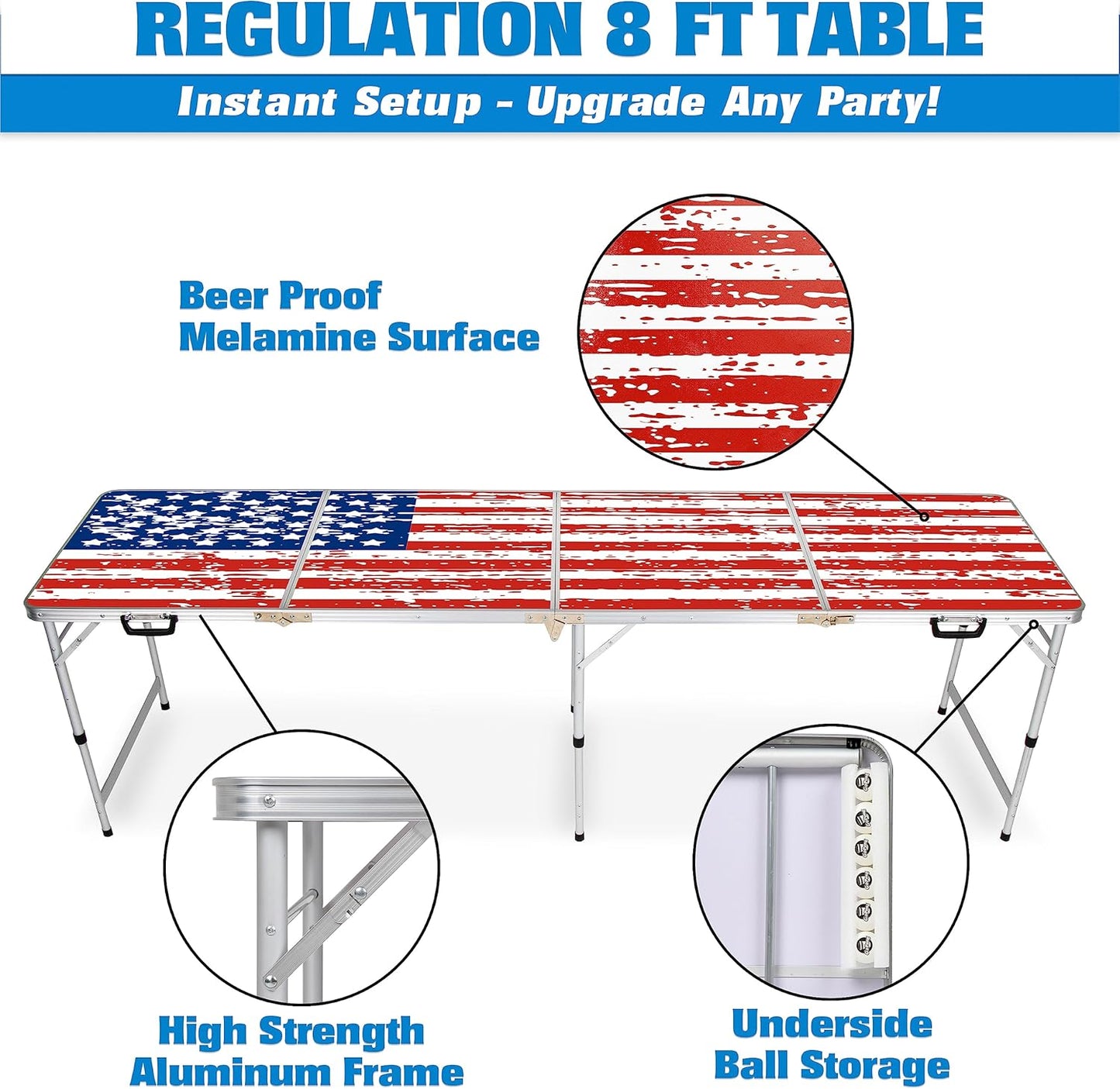 full size usa beer pong table
