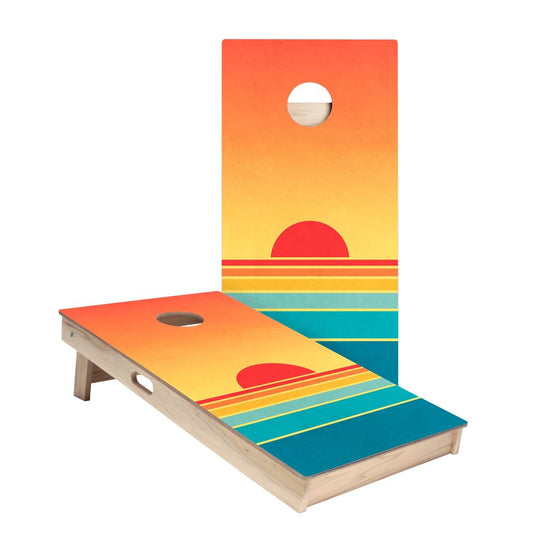 Retro Stripes Sunset Cornhole Boards