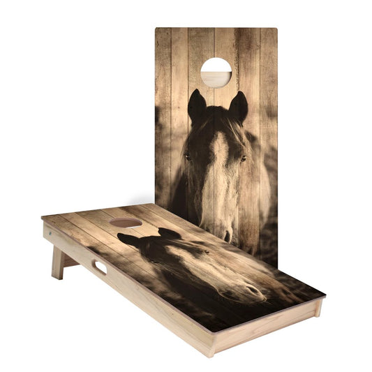 Rustic Wood Horse Cornhole Boards