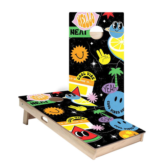 Retro Stickers Cornhole Boards