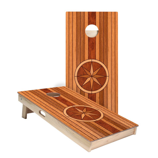 Wood Panel Compass Cornhole Boards