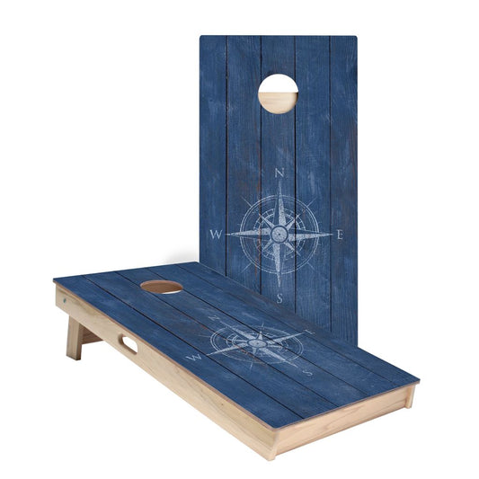 Weathered Compass Cornhole Boards