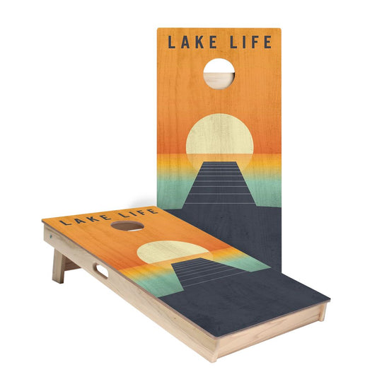 Lake Life Sunset Cornhole Boards