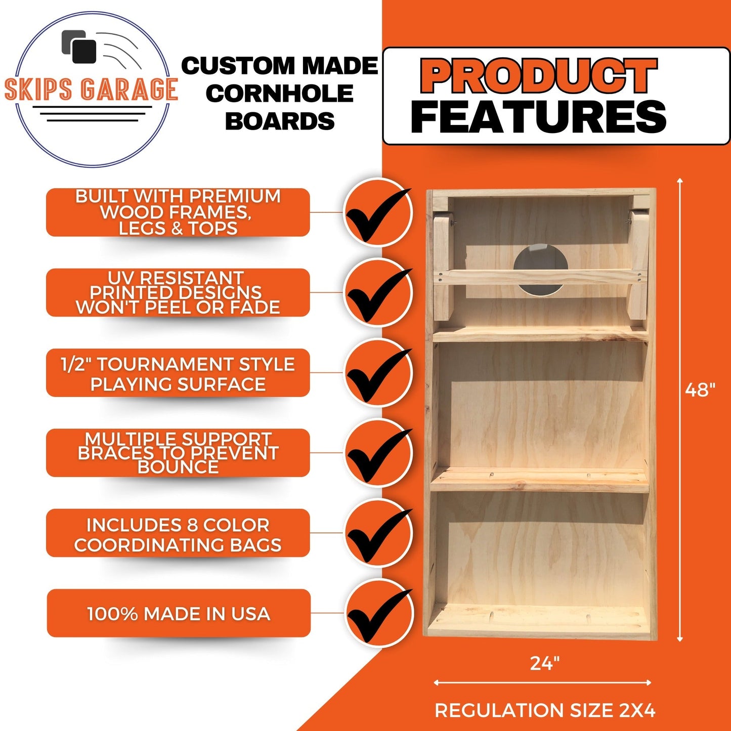vct cornhole board specs