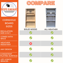 cornhole board size spec chart
