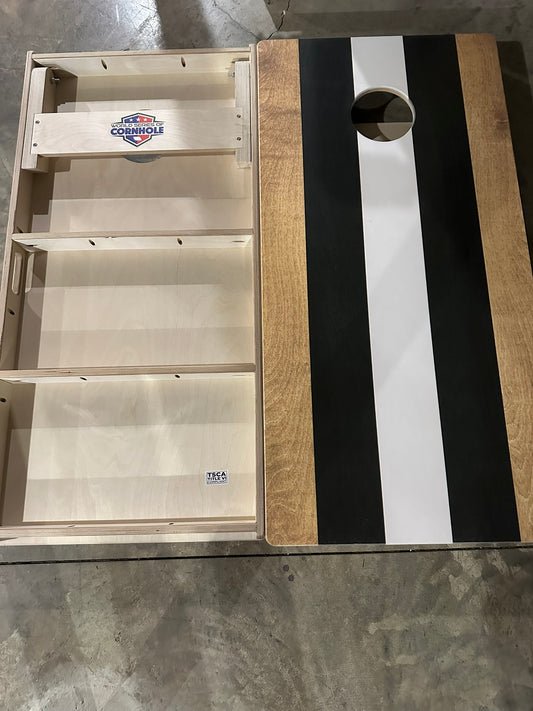 Scratch & Dent - Black and White Stripe Premium Cornhole Boards