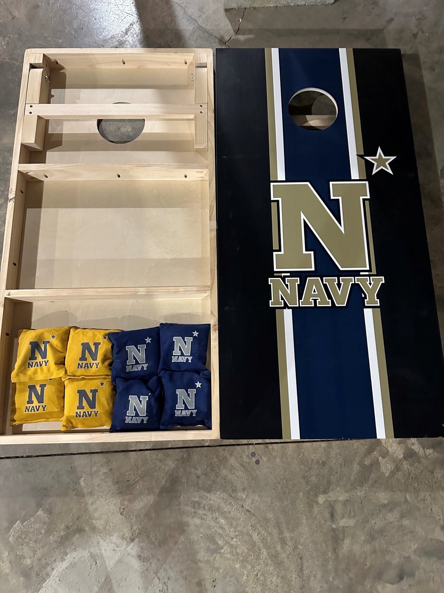 Scratch & Dent - Navy Cornhole Boards with Logo Bags