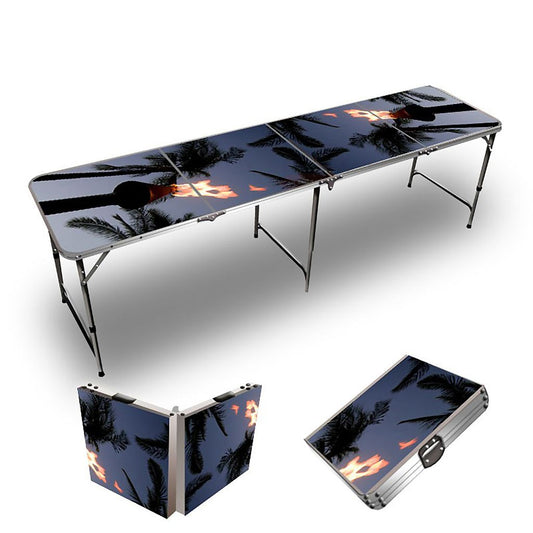 Tiki Torch Beer Pong Table
