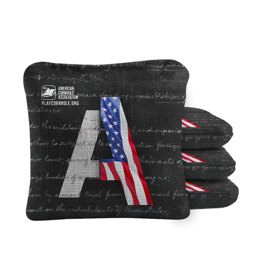 United States Flag Constitution Synergy Pro Cornhole Bags Black
