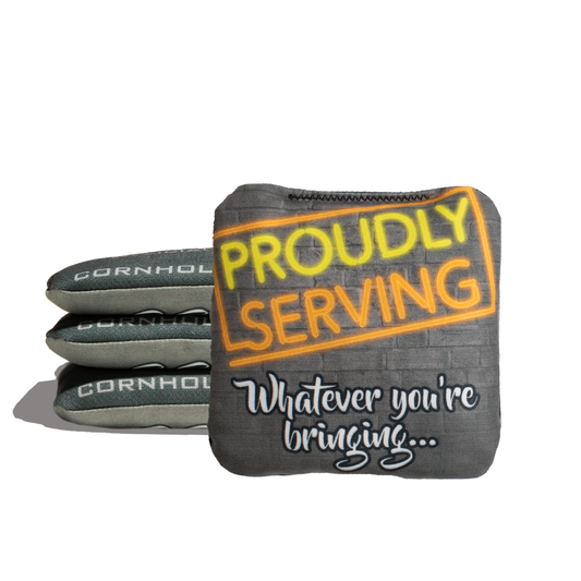 Proudly Serving Grey Cornhole Bags