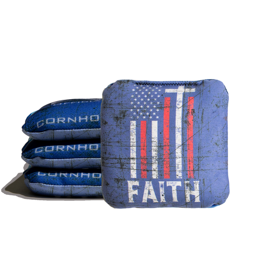 Faith Flag Blue Cornhole Bags