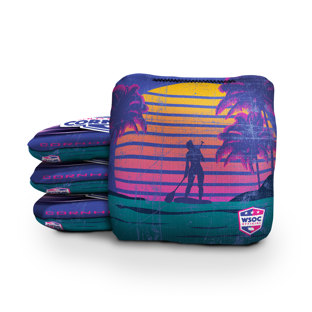 Beach Sunset Purple Cornhole Bags