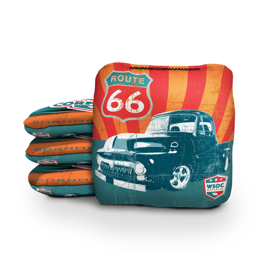 Vintage American Truck Orange Cornhole Bags