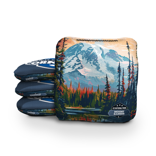 Mt. Rainier National Park Night Cornhole Bags