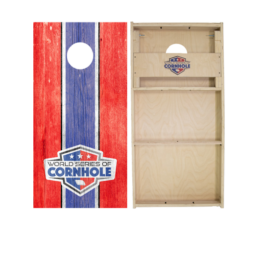 Red and Blue Stripes Cornhole Boards