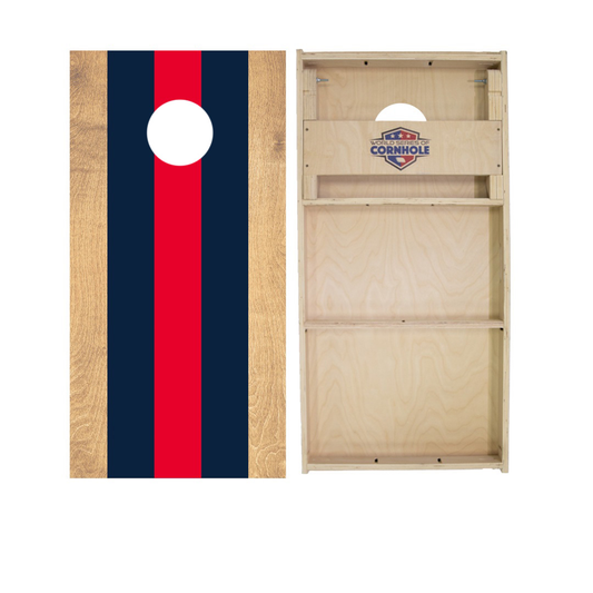 Navy and Red Classic Stripes Cornhole Boards
