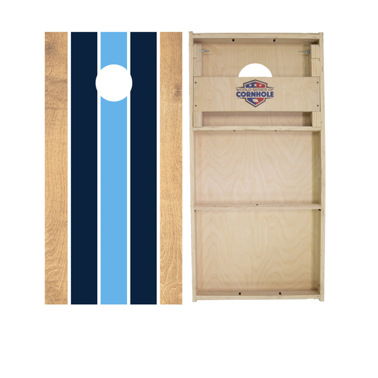 Navy and Baby Blue Classic Stripes Cornhole Boards