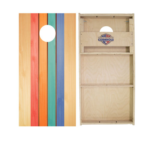 Retro Colored Stripes Cornhole Boards