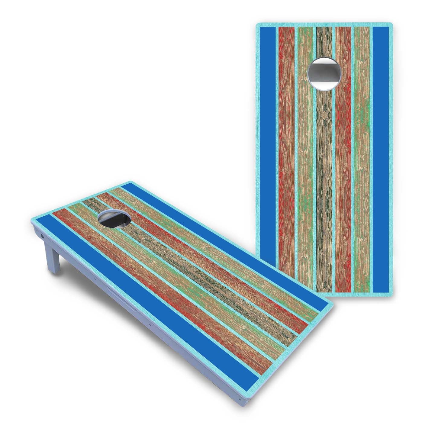 Blue Painted Wood All-Weather Cornhole Set