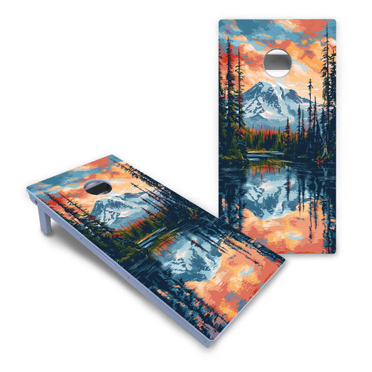 Mount Rainier National Park at night All-Weather Cornhole Set