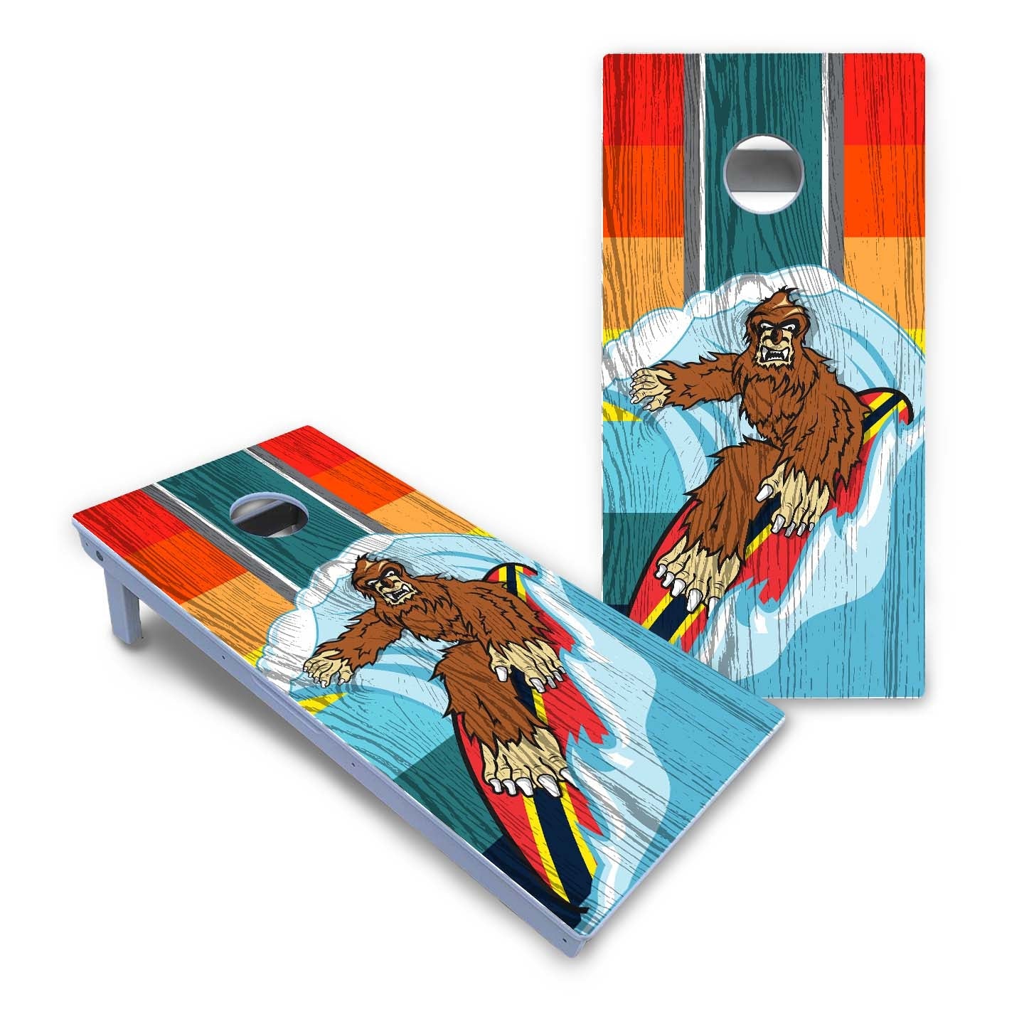 Surfing Sasquatch All-Weather Cornhole Set