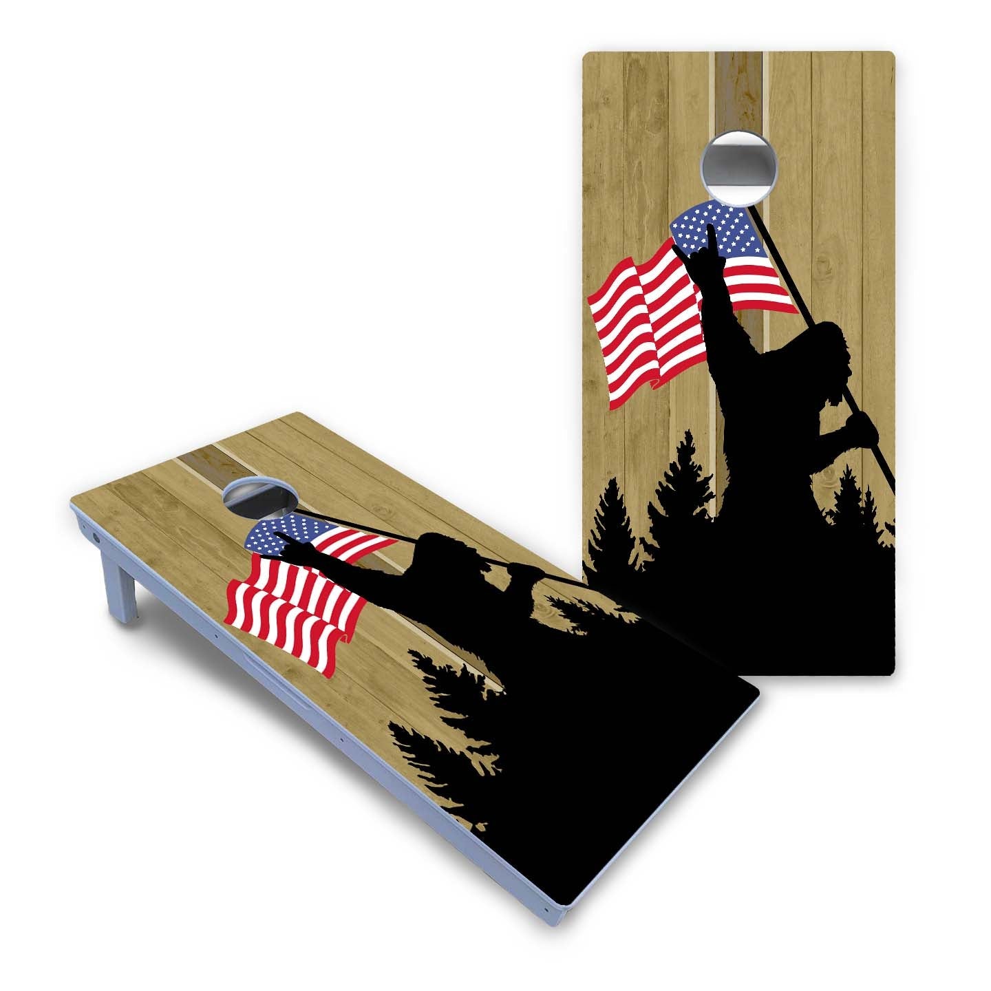 Sasquatch American Flag Color All-Weather Cornhole Set