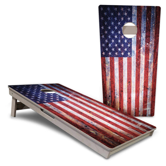 Weathered USA Flag Pro Cornhole Boards