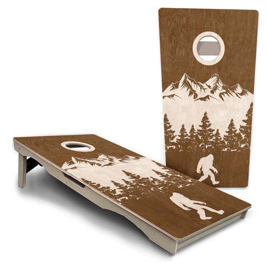 Bigfoot Mountain Scene Pro Solution Cornhole Boards