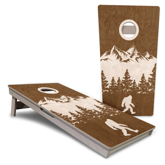 Bigfoot Mountain Scene Pro Cornhole Boards