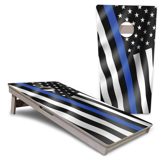 Blue Line Wavy Flag Pro Cornhole Boards