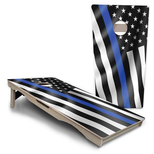 Blue Line Wavy Flag Pro Solution Cornhole Boards